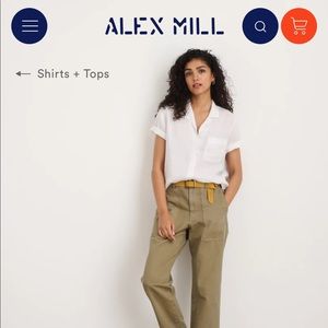 Alex Mill Short Sleeve Camp Shirt in Blue Stripe